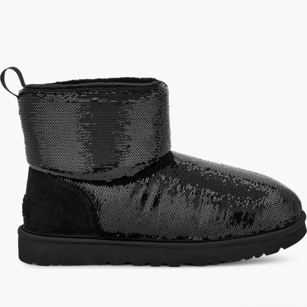 Ugg Classic Mini Mirror Ball Sequin Fur SN 1151291 Designer Winter Black #134